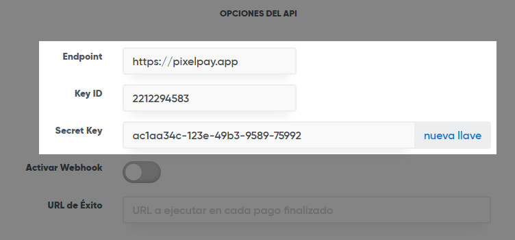 Extracción de endpoint y llaves del comercio