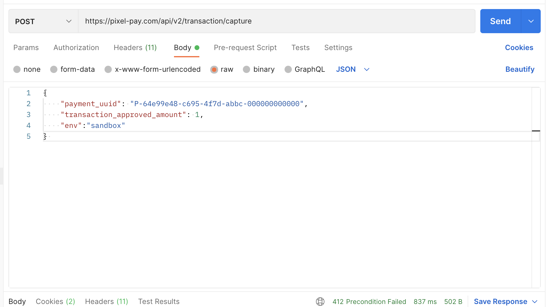 Ejemplo Captura de fondos Postman